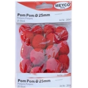 Meyco πομ πομ κόκκινο φ25mm 25τεμ